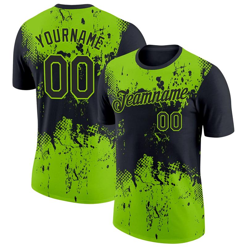 Custom Name Number 3D Colour Block Pattern T Shirt New Design Pop Men Football Short Sleeve