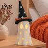 Decorative Holiday Atmosphere Lights Light Up Ghost Halloween Decoration, Cute Spooky Witch Hat Figurine, Kids Bedroom Night Resin LED Lighted Statue