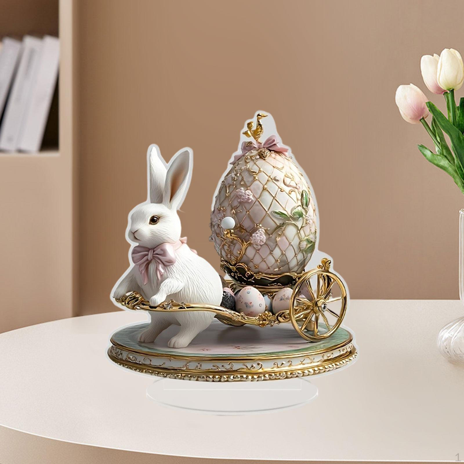 

2D Bunny Figure for Easter, Acrylic Decoration Tabletop Display Style C