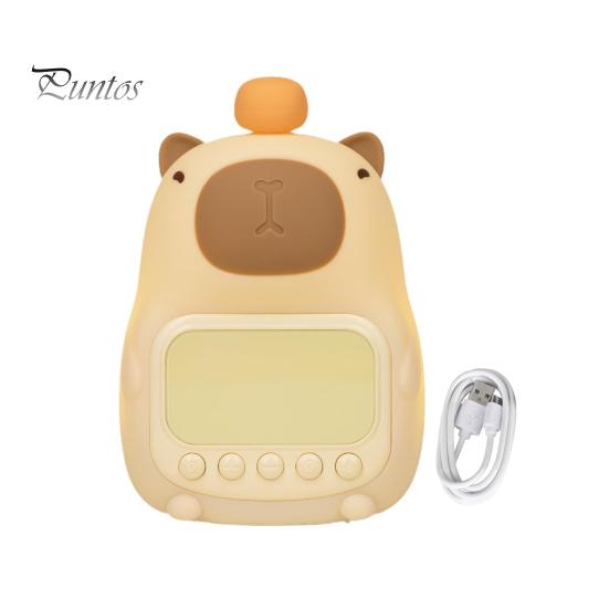 

Будильник Capybara с ночником, регулируемой яркостью, функцией повтора, перезаряжаемая силиконовая лампа, настольная лампа с милым изображением животного жёлтый