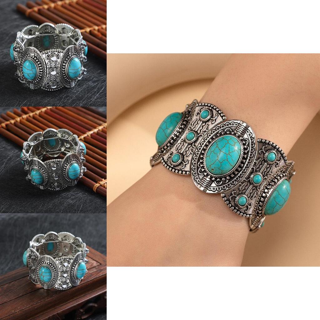 Böhmische Türkisarmbänder Schmuck mit geometrischem Muster für Frauen
