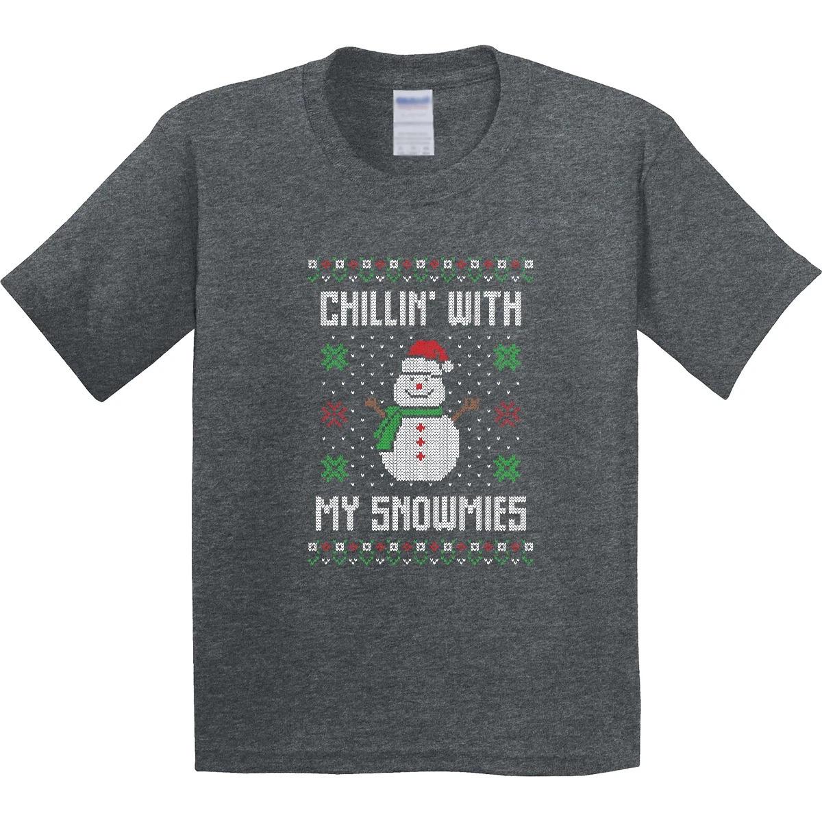 Inktastic Chillin  With My Snowmies Sweater Style Snowman Youth T-Shirt Lover 100