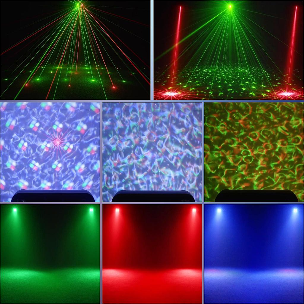 Double Ball Seven-in-one Effect Light 15W Magic Ball 4W Dye 3W Purple Red and Green Laser Effect Stage Light for DJ Disco Club