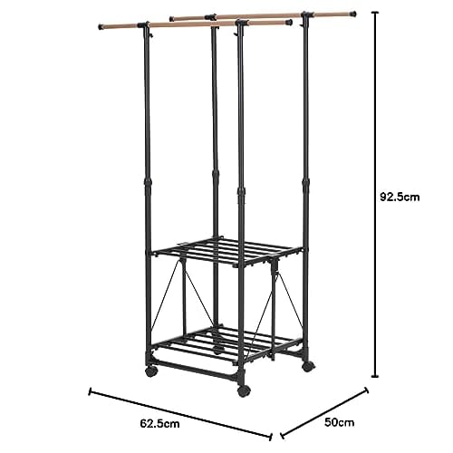 Takeda corporation 's Black, H-Shaped, Designer Indoor Multi-Function Clothes Dryer (62.5-99 X 50 X 92.5-155 Cm) - Laundry, Towel Rack, C0-DSTH62BK