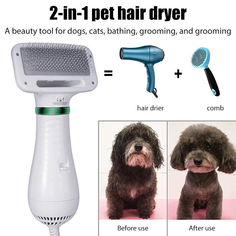 2 In 1 Pet Hair Dryer Brush Grooming for Cat and Dog Brush Professional Home Grooming Furry Drying Portable Dog Blower  Comb