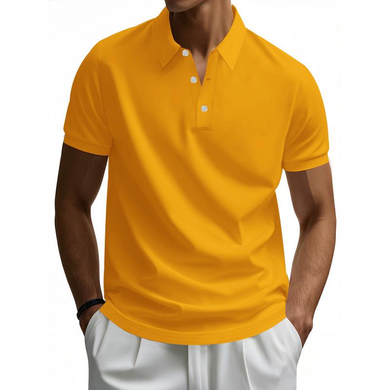New Arrival: Summer British Gentleman s Quick-Dry Retro Minimalist Short-Sleeved Polo Shirt – Plain Coloured Men s T-Shirt S жёлтый