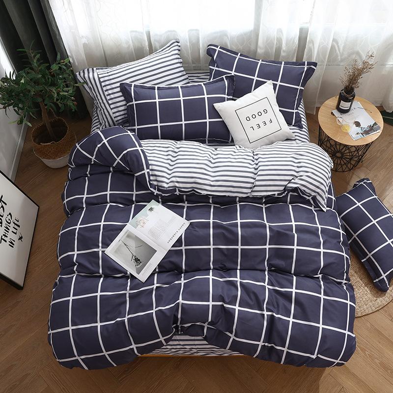 Washed Cotton Bedding Four-piece Set, Quilt Cover, Bed Sheet, Dormitory Three-piece Set