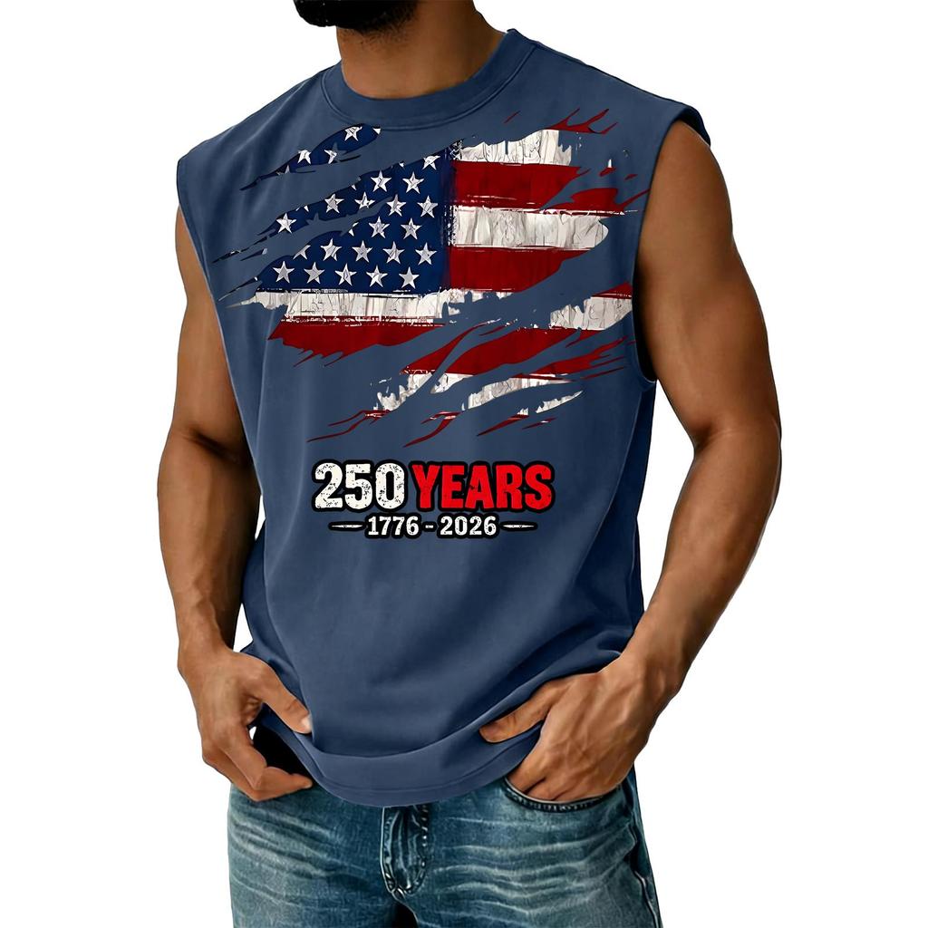 Men's Casual Independence Day Printed Tank Top