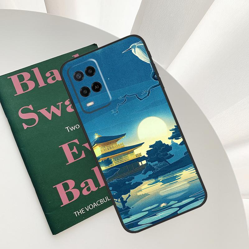 Japanese Style Art Case For Oppo A52 A72 A76 A96 A54 A74 A94 A54S A57S A58 A78 A98 A57 A77 A15 A16 A17 Cover