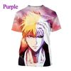 Moda Uomo Cool Kurosaki Ichigo Girocollo Casual Unisex Cosplay Maglietta Cool Anime Giapponese BLEACH Stampa 3D Maglietta Top