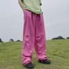 Men's Oversized Fluorescent Green Quick-Dry Wide-Leg Paratrooper Pants - Trendy Summer Style
