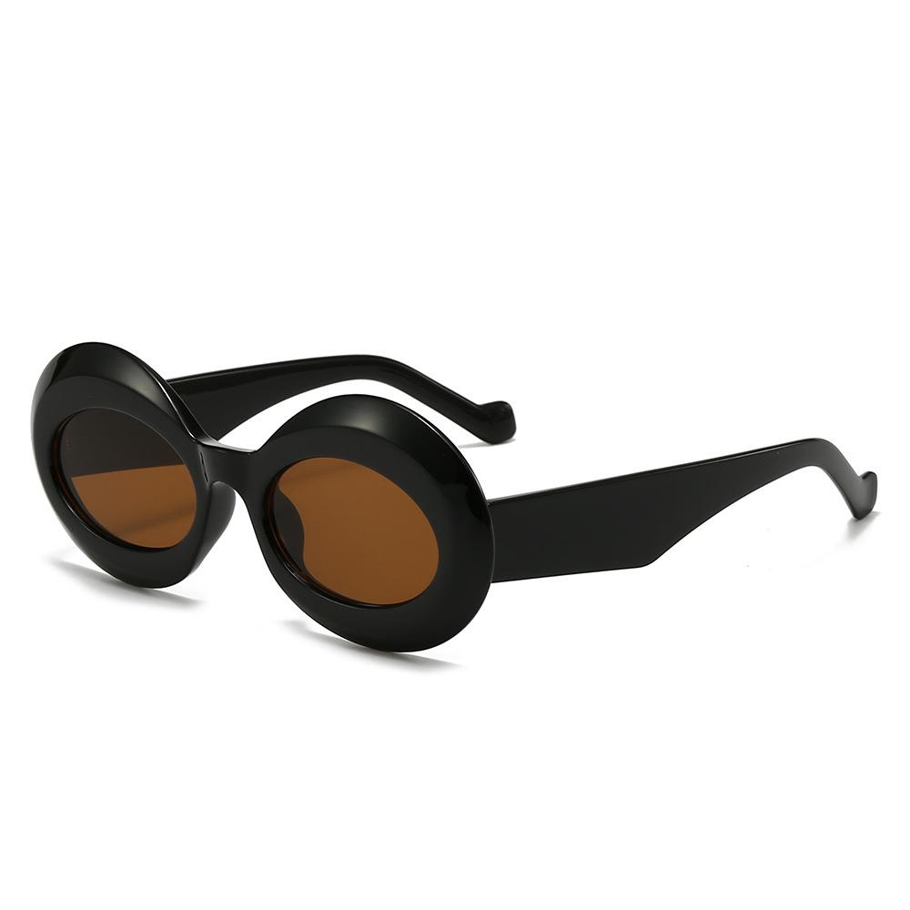 Trendy Oval Thick-Frame Sunglasses For Women & Men Stylish Striped Design Chic European & American Fashion Premium Quality Shade