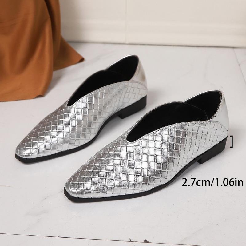 Mode 2025 Neue Schuhe für Damen Retro Damen Slipper mit eckiger Zehenpartie Loafer Damen V-Ausschnitt Flachmündig Mode Niedrige Absätze Einzelne Schuhe