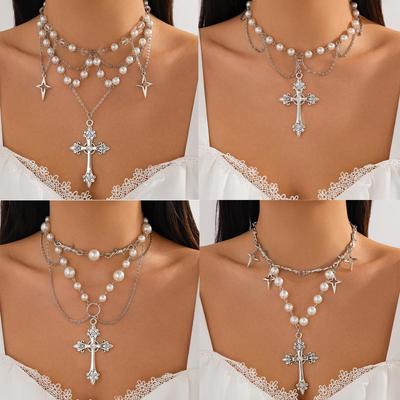 Collier avec pendentif en perles de style punk européen et américain