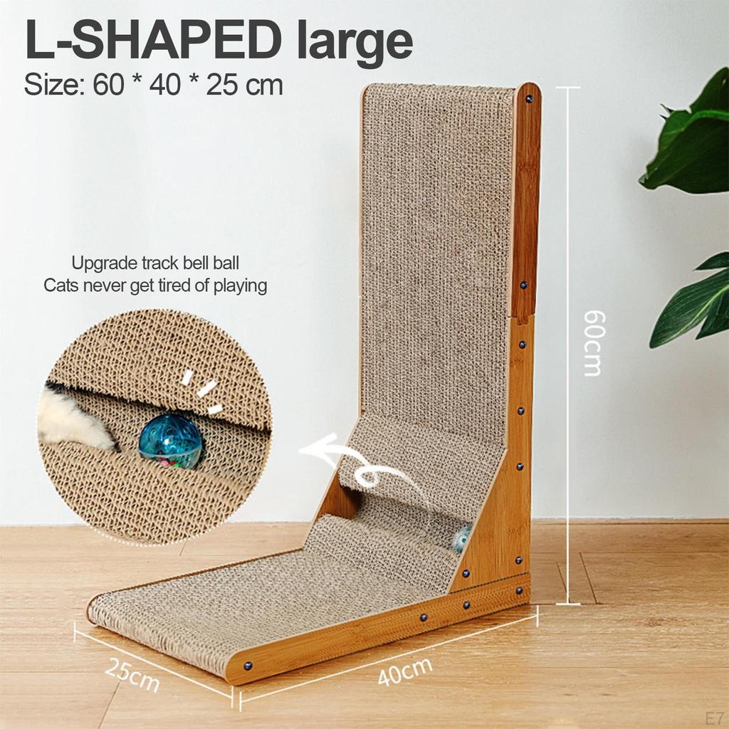 Cat Corrugated Scratcher Board Scratch Resistant Scratching with Ball Mat for Kitten Large Cats