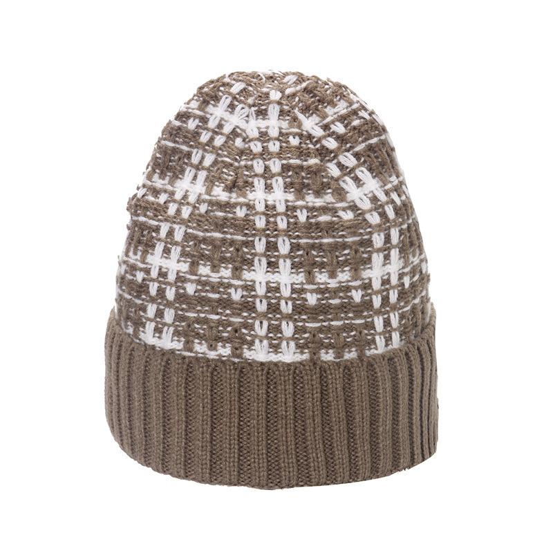 Herbst und Winter 2025 neuer Wollmützentrend vielseitige warme Wintermütze Kältemütze melierte karierte Strickmütze Männer und Frauen