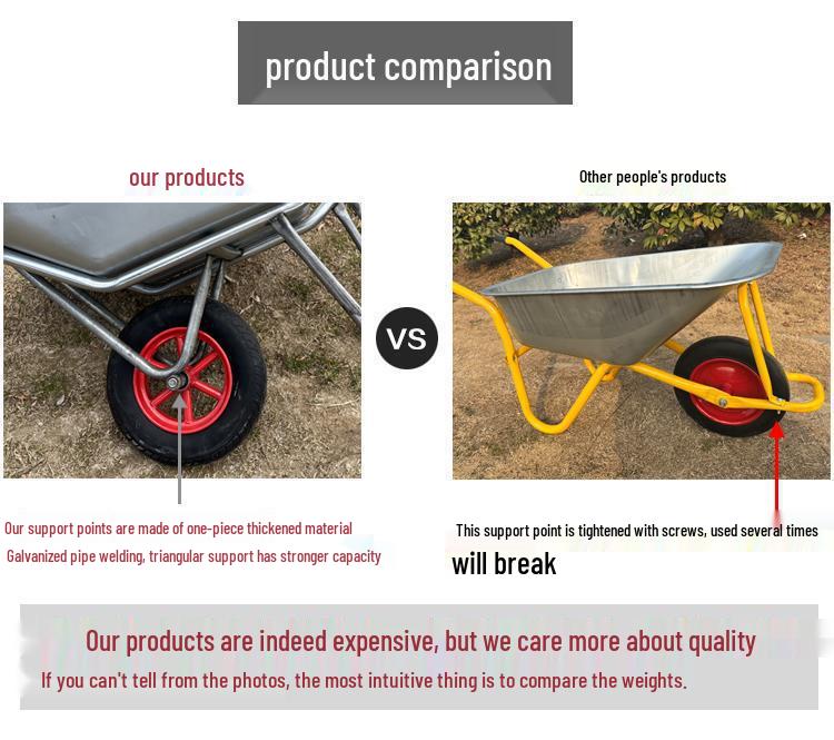 Heavy-Duty Single-Wheel Wheelbarrow for Construction, Gardening, and Household Use