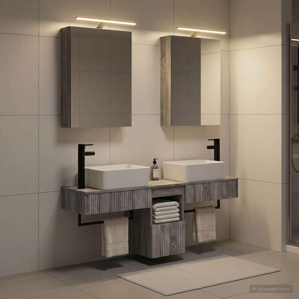 Bathroom Cabinet Set 5 Pcs Grey Sonoma 50 X 14.5 X 70 Cm