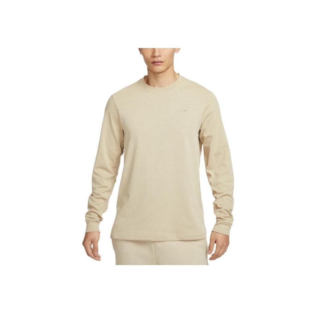 Nike Logo Long Sleeve Solid Color Crewneck Sweatshirt Men Sweatshirt Khaki FB8586-251