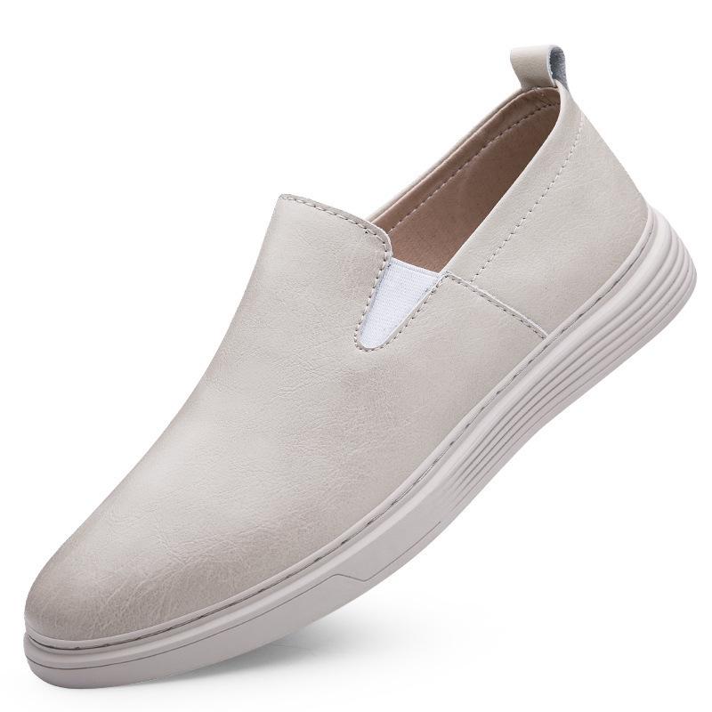 Men's Slip-On Leather Shoes: Sizes 36–48, Soft Sole, Breathable, Hand-Stitched