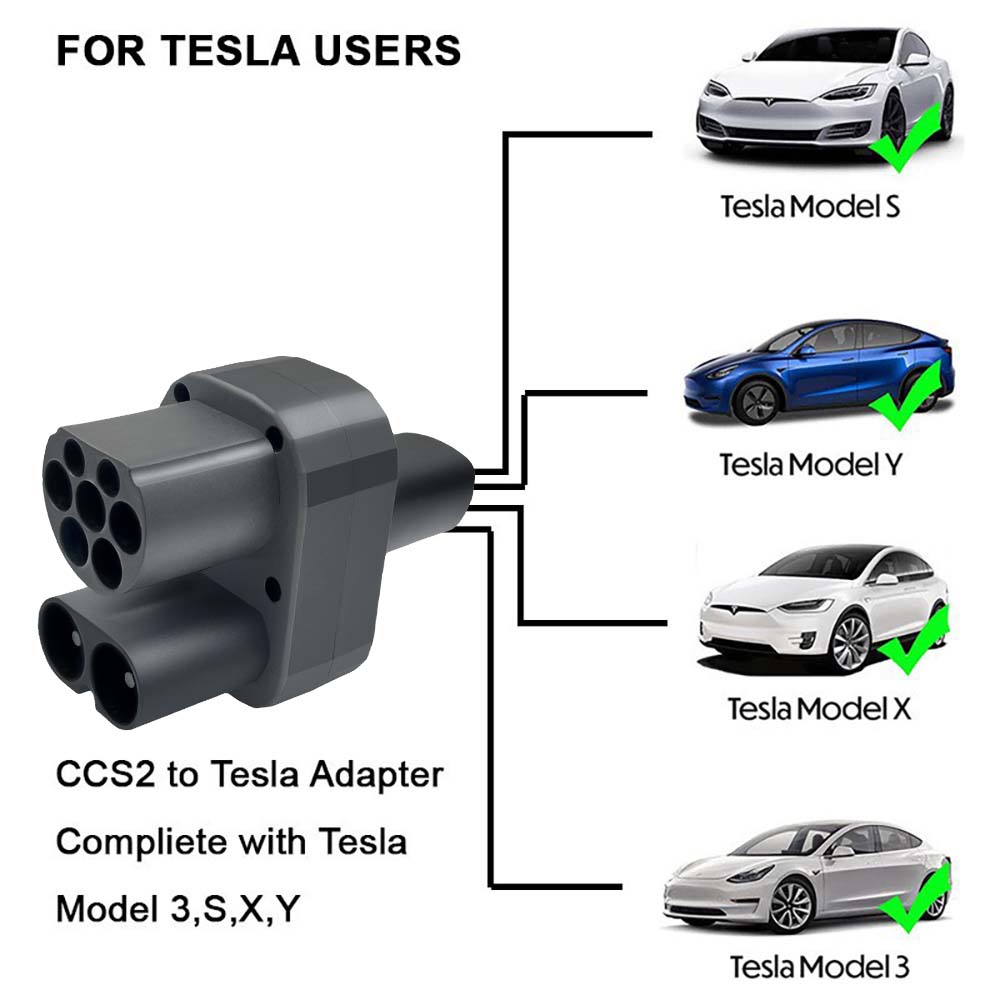 Teschev CCS2 to Tesla EV Charger Adapter 250A 1000V Electric Vehicle DC Charging Station CCS2 To Tesla Convertor dc combo 2 CCS2 to TESLA