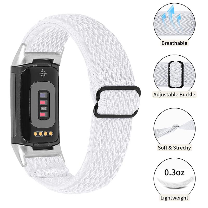 Pružné nylonové pásky Solo Loop, nastavitelné pletené sportovní elastické popruhy pro Fitbit Charge 6/5