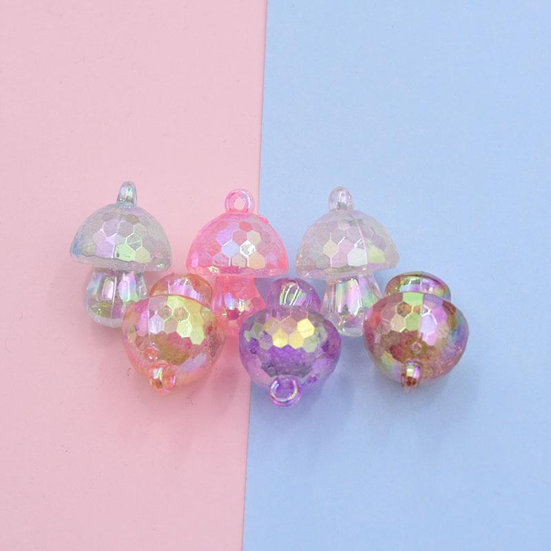 Acrylic Electroplated AB Color Bubble Mushroom Pendant Keyring Charm