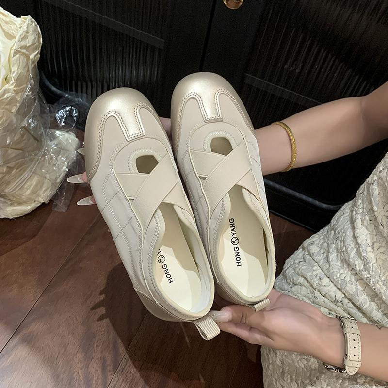 Женские балетки от известного дизайнера круглый носок мягкая подошва легкие атласные весна 2026 милые танцевальные туфли для женщин 40 шампанского 3460₽