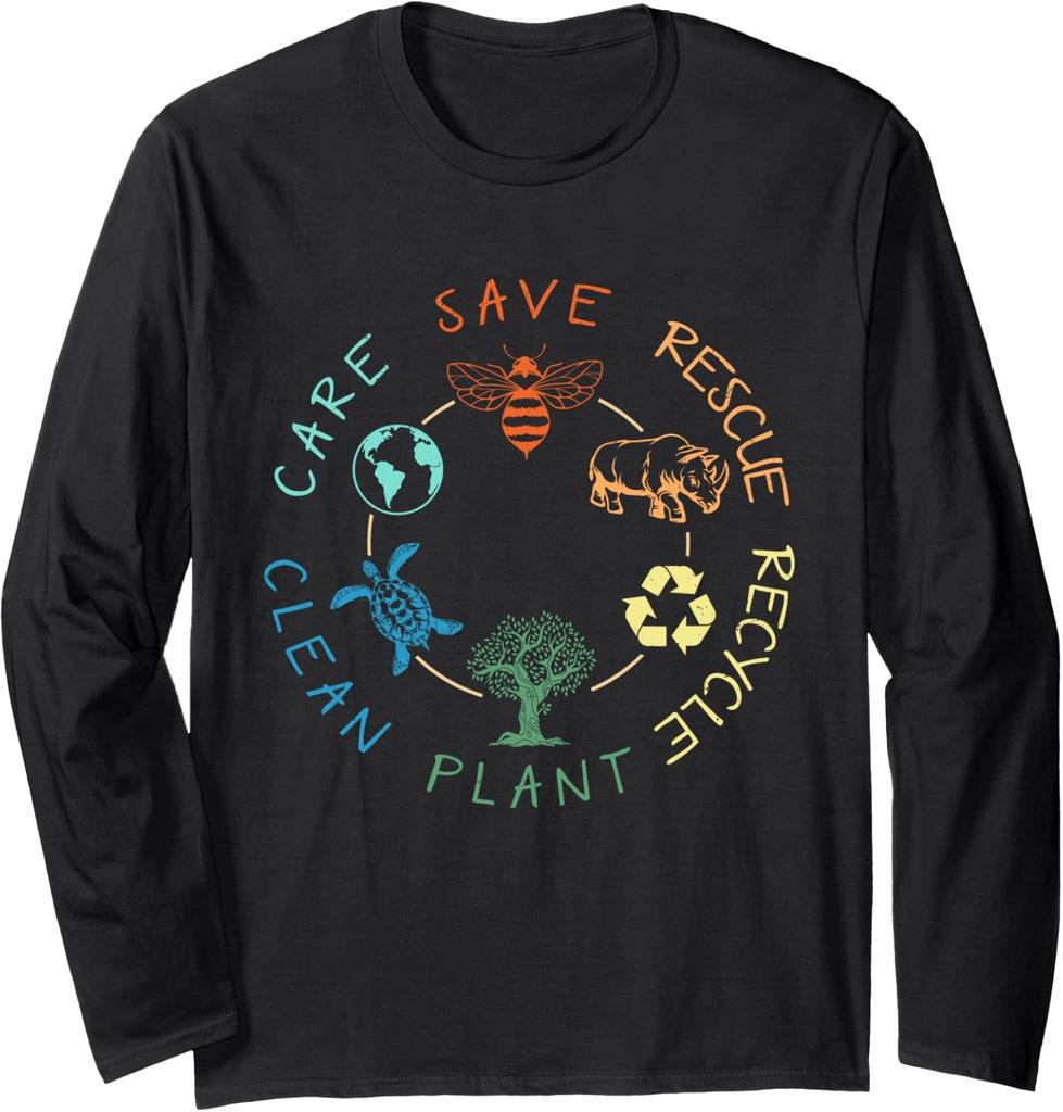 Save Bees Rescue Animals Recycle Plastic Earth Day Long Sleeve T-Shirt