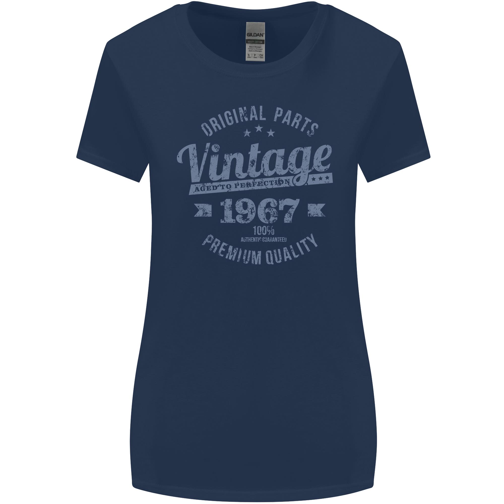 Vintage Year 59th Birthday 1967 Unisexs Wider Cut TShirt Navy Blue S