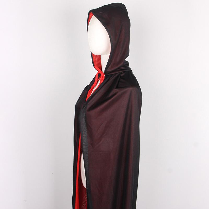 On Hand Hooded Cape Adult Unisex Long Cloak Black Red Halloween Costume Dress Coats