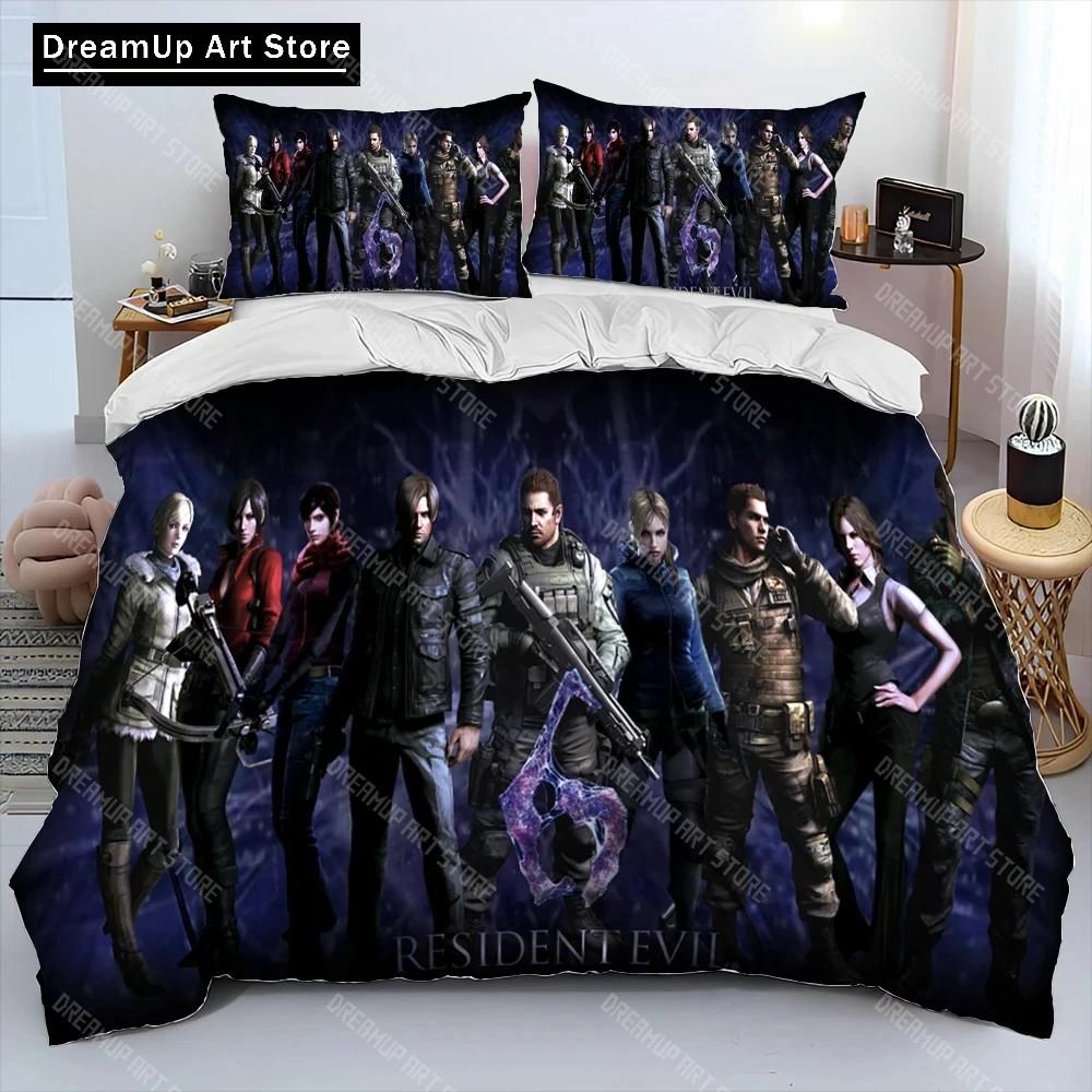 3D R-Resident Evil Spel Gamer Täcke Sängklädesset, Påslakan Sängset Quiltöverdrag Örngott, King Queen Size Sängklädesset Pojkar