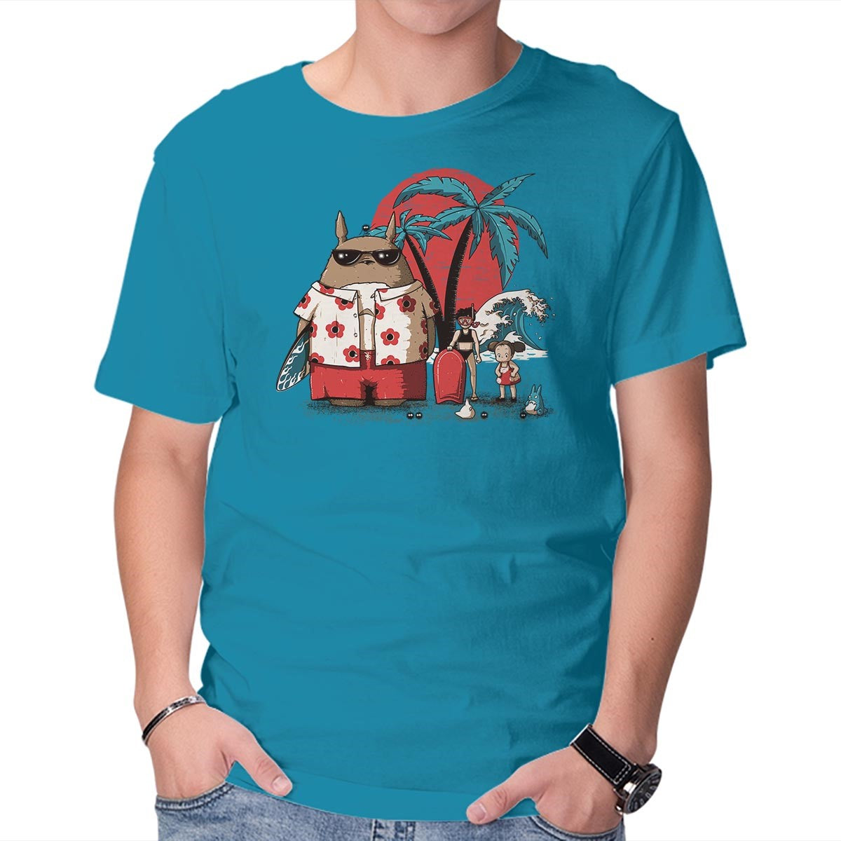 Unisex Crew Neck T-Shirt Aloha Neighbor Graphic Short Sleeve Casual Tee L