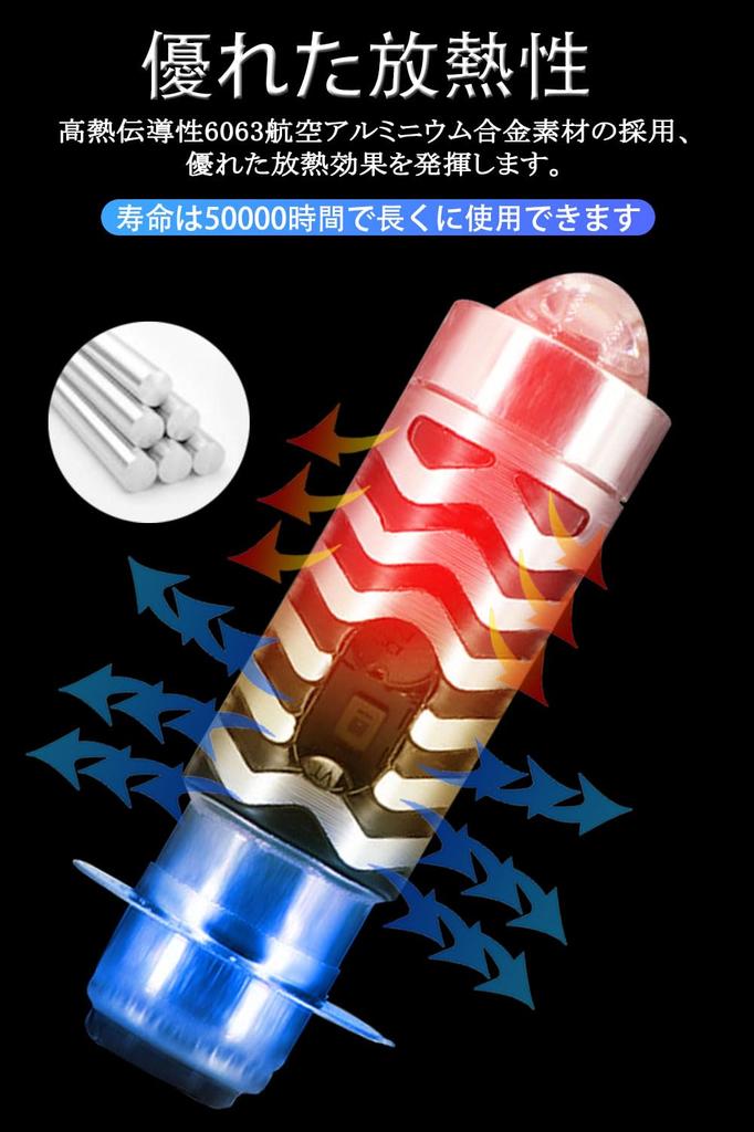 P15D 25-3 Motorcycle LED Headlight, White, 6500K, High Brightness 3570 Chip, HI/LO Switching, For