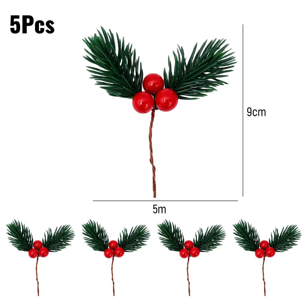 Artificial Pinecone Berry Pine Needle Branch Christmas Simulation Plant DIY Garland Gift Decoration Christmas Party Decoration