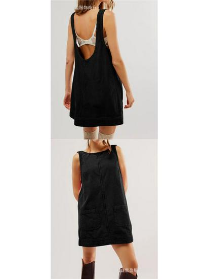 Women's Corduroy Sleeveless Vest Dress for Autumn/Winter – European & American Style Casual Wear