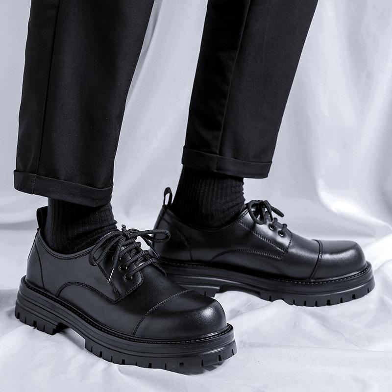 Casual British platform derby shoes men's high-end black wedding groom low-top Martin boots 65221-A