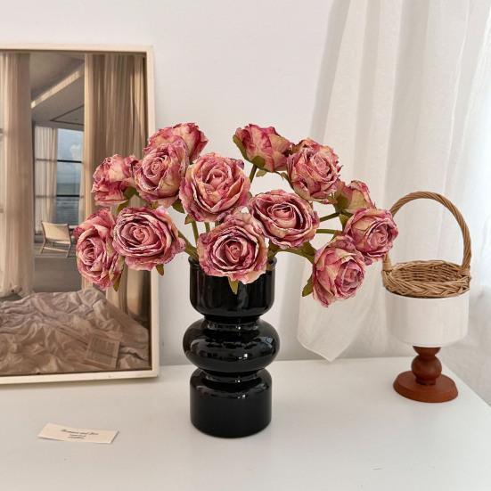 7 Bündel künstliche Rosen, Retro-Rosen mit Stielen für Tischvase, Braut-, Hochzeits- und Heimdekoration
