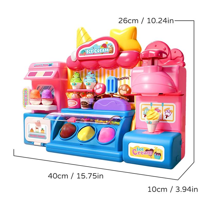 Children Ice Cream Toys for Girl Play Dough Color Machine With Music and Light Boy Food  Kids Supermarket