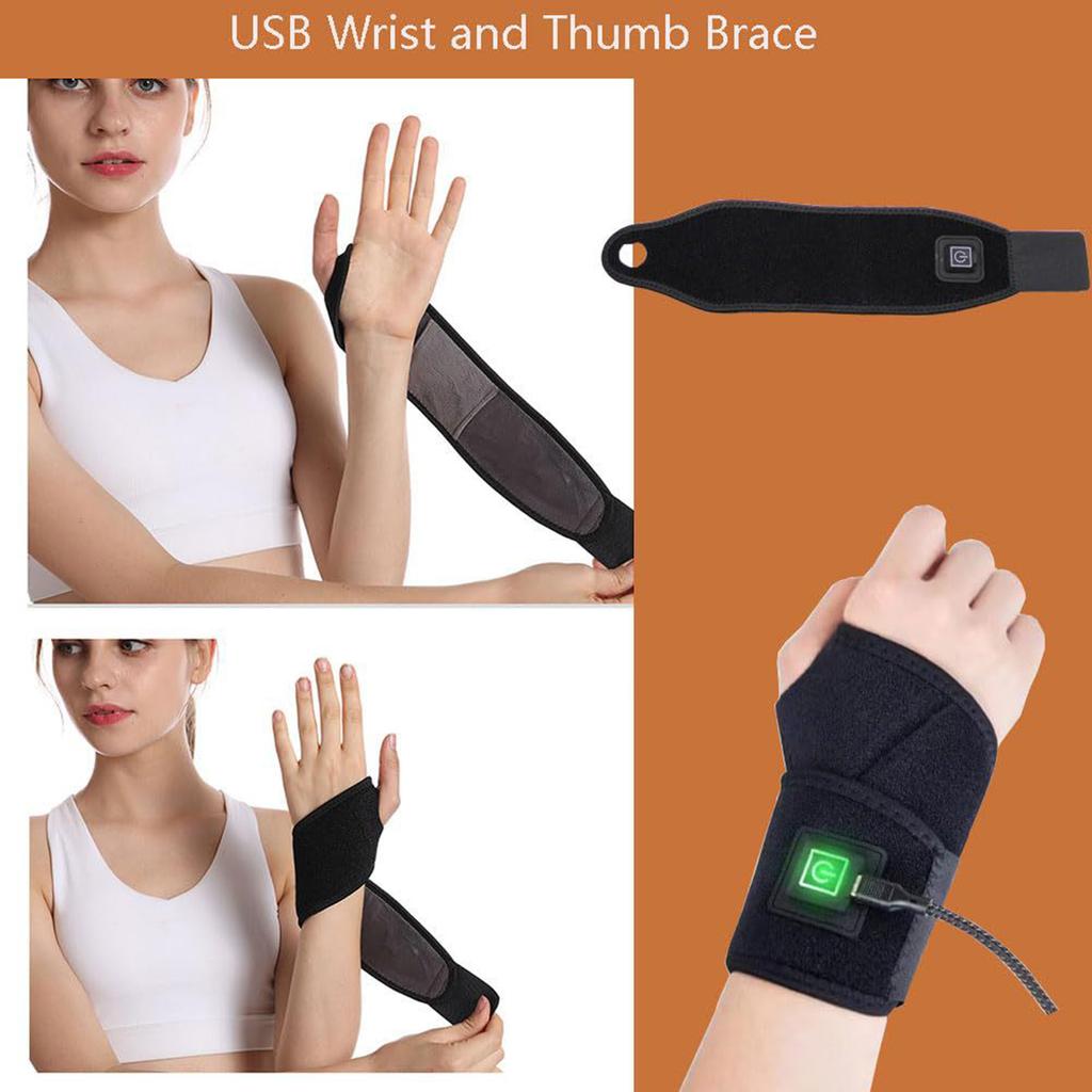 Hand & Wrist Heated Brace, Wrist Warmer Electric Heated Wrap, Heating Pad For Carpal Tunnel Syndrome, Arthritis, Tendonitis, Joint Pain Soreness