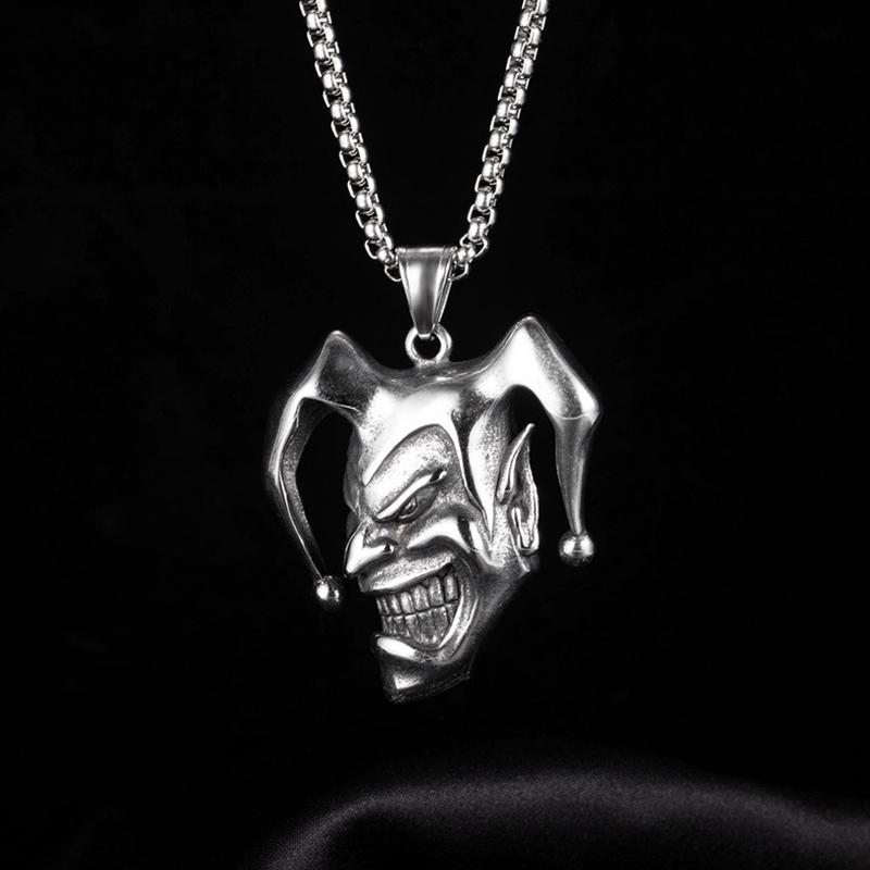 Collana Ciondolo Joker Colore Rame Per Donne Uomini Moda Vintage Catena in Acciaio Inossidabile Hip Hop Rock Gioielli da Collo Regali per Ragazzi