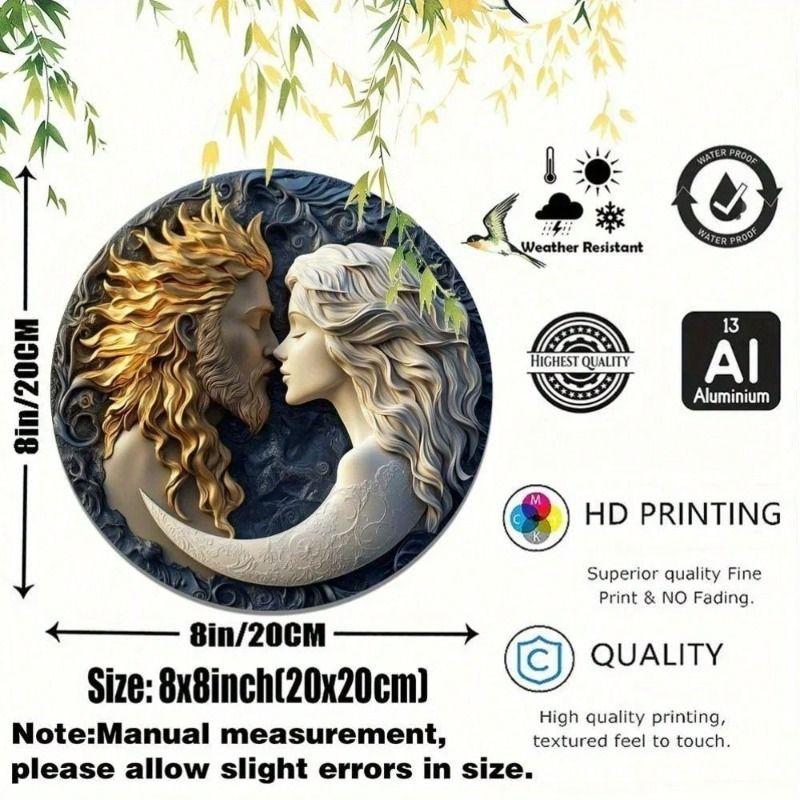 1 Pc Round Metal Wall Art Decor for Office Living Room Patio (20x20 Cm)