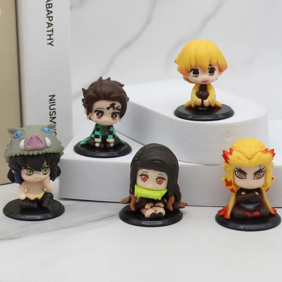 Q-Version Demon slayer Anime Character Replace The Face Action Figure Desktop Case Decor Surprise Kawaii Boy Exquisite Toy Gifts
