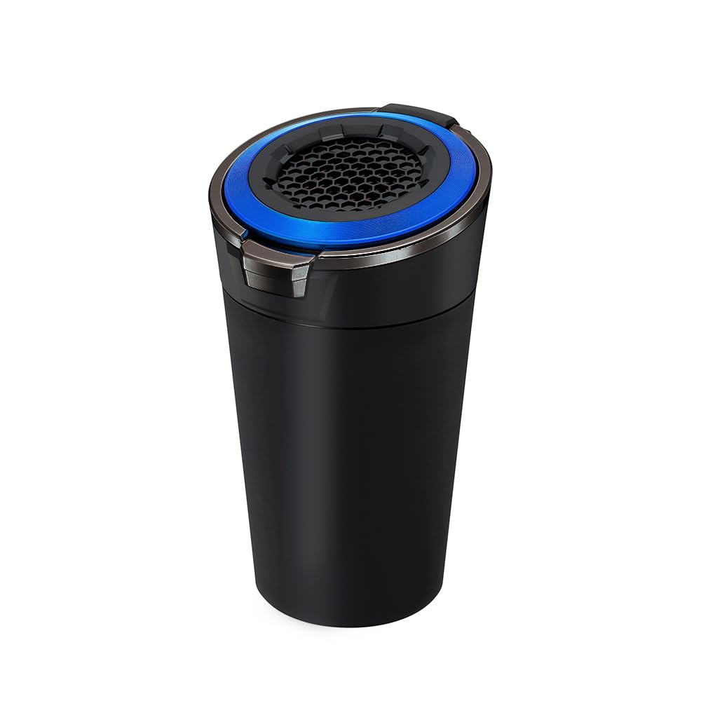 Seiko Sangyo Car Interior Accessories Ashtray EXEA Solar Light Ash Blue Drink Holder Type with LED ED-251