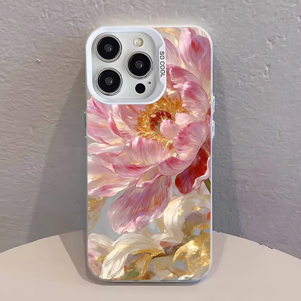Painting Art FlowerS COLORFUL Phone Case For iPhone 17,16,15,14,13,12,11,Pro,Max,Plus,SE,Air,Mini Anti Fall White Bumper iPhone14