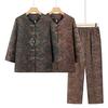 Elderly Women's Summer Cotton Silk Outfit: Mid-Sleeve Shirt & Two-Piece Set for 70+ Grandmas