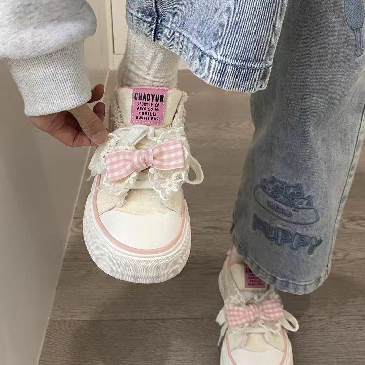Sweet bow spring and summer new mesh thick baseplate shoes niche design shoes