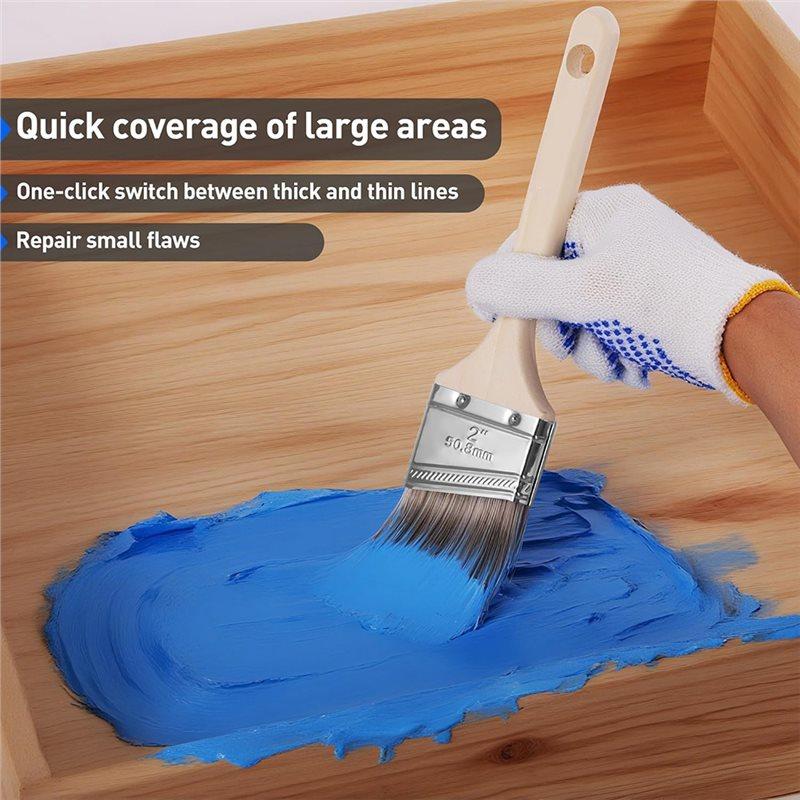 BAAJ-For Painting For Walls And Fence Staining Brushes- Paint Brush, 2 Inch Masonry Paint Brush Wooden Handle(6-Pack)