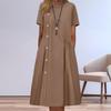 Casual Midi Dress for Women Beautiful Beach Dress Pleated O Neck Lady Clothes
