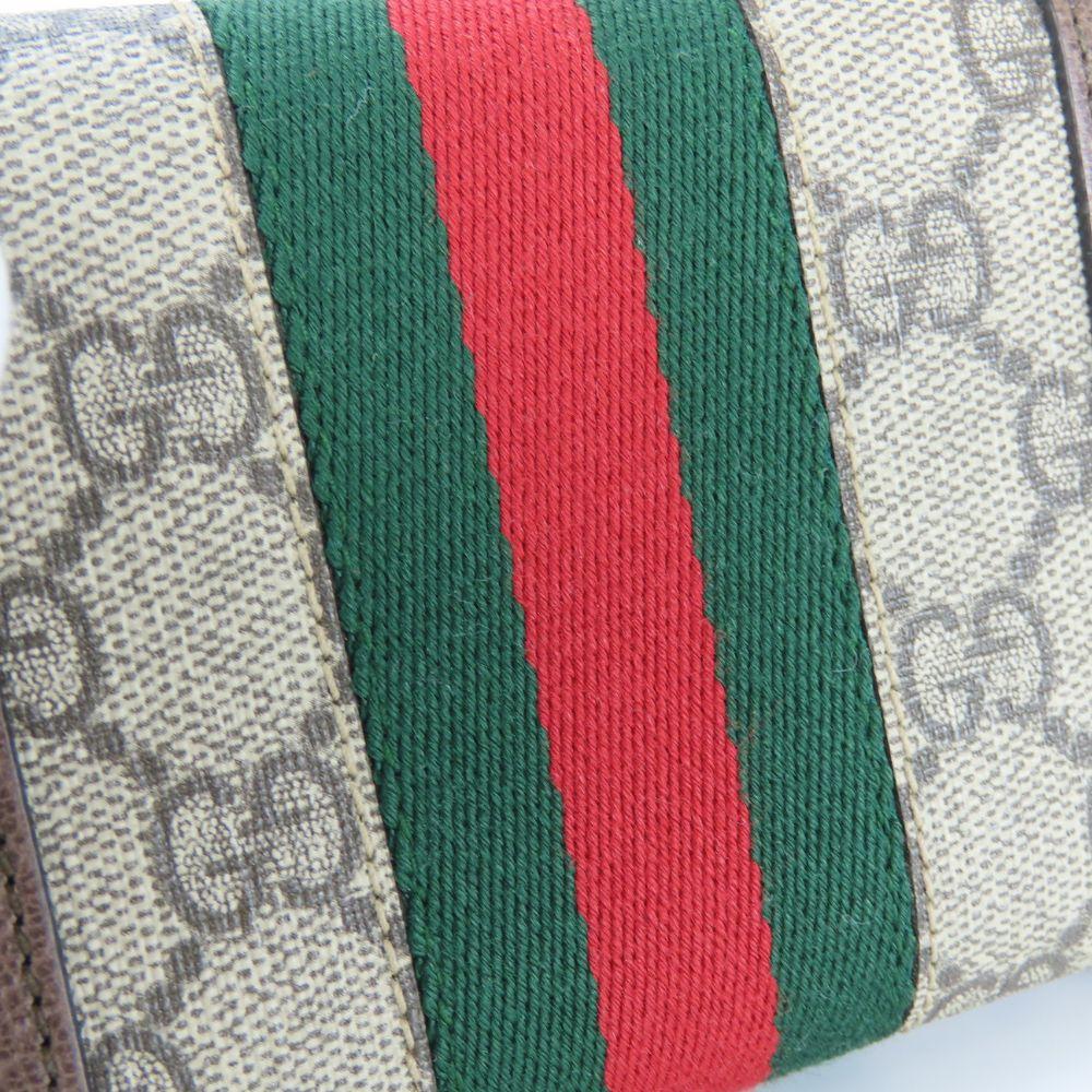 Used GUCCI Tri-fold wallet 523174 Sherry line Ofidia leather Brown Accessory